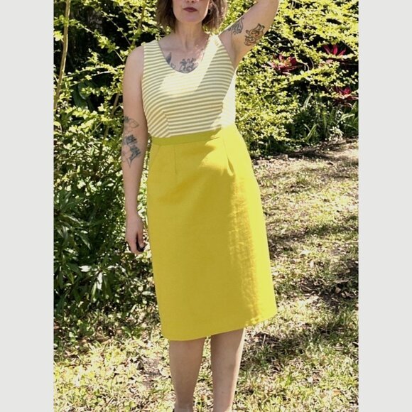 Boden Belle Pointe Yellow Stripe Sleeveless Sheath Pencil Dress US 8 Long - Picture 1 of 16